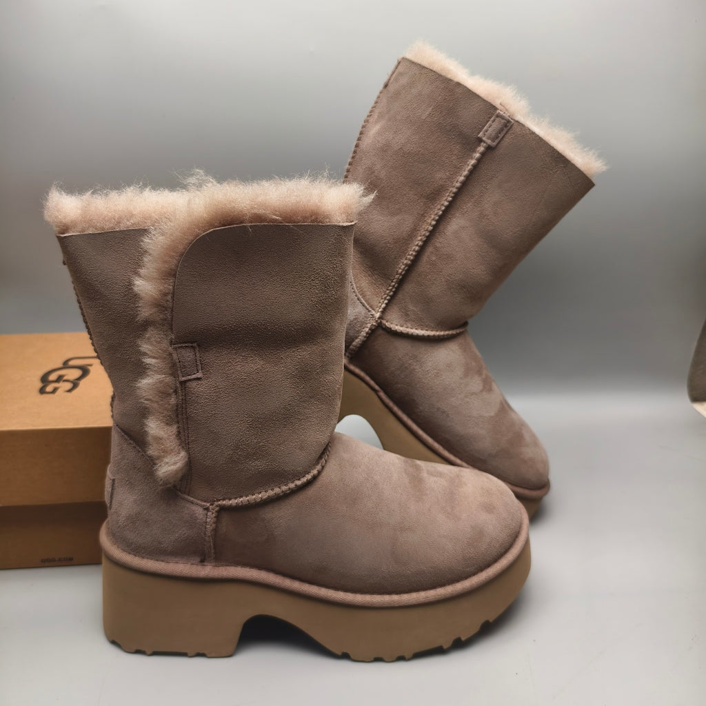 Women's Walnut Platform Wedge Mid-Calf Boots | 1533