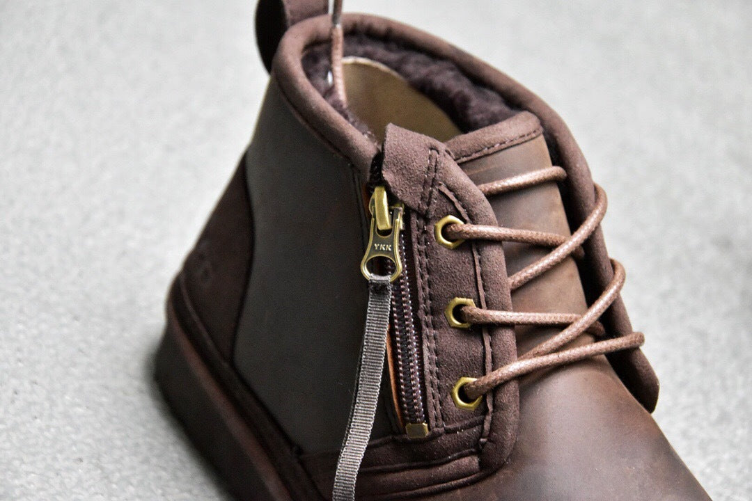 Men’s Crazy Horse Leather Zip-Up Shoes – 3883