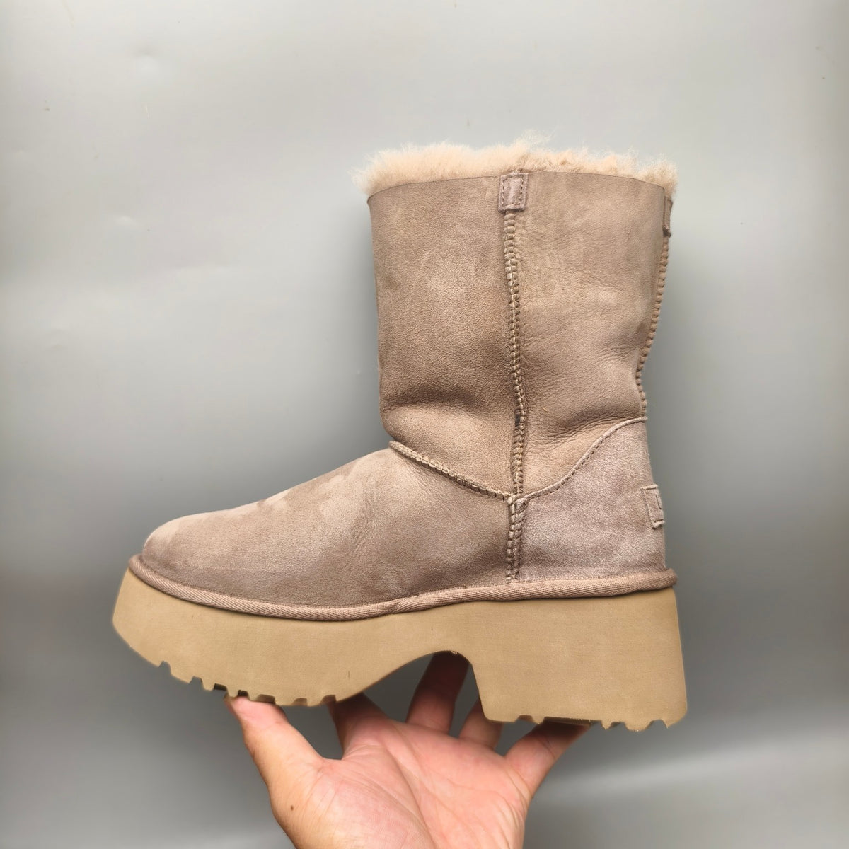 Women's Walnut Platform Wedge Mid-Calf Boots | 1533