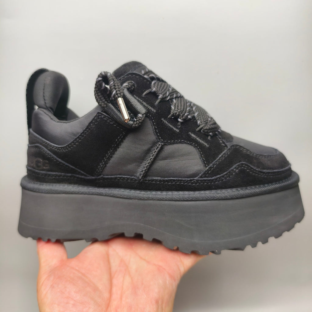 Black Chunky Platform Lace-Up Sneakers | 1541