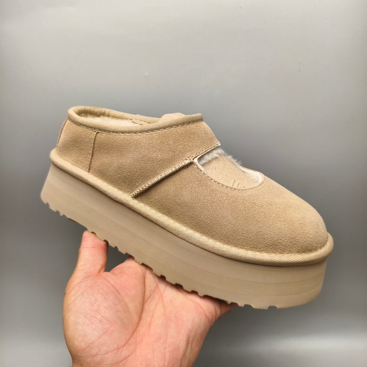 Platform Mary Jane Shoes – Sand | 7612