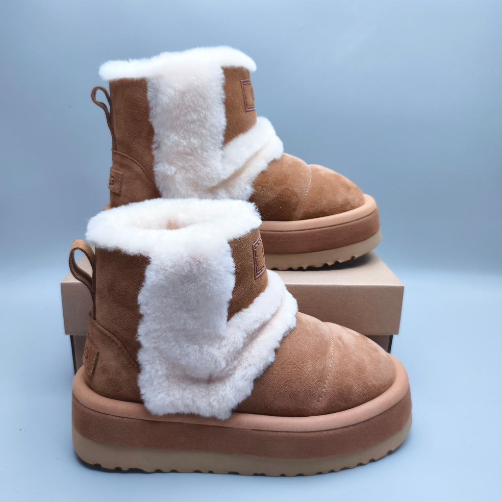 Chestnut Mid-Top Casual Shoes with Caterpillar-Inspired Platform Sole | 3316
