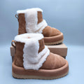 Chestnut Mid-Top Casual Shoes with Caterpillar-Inspired Platform Sole | 3316
