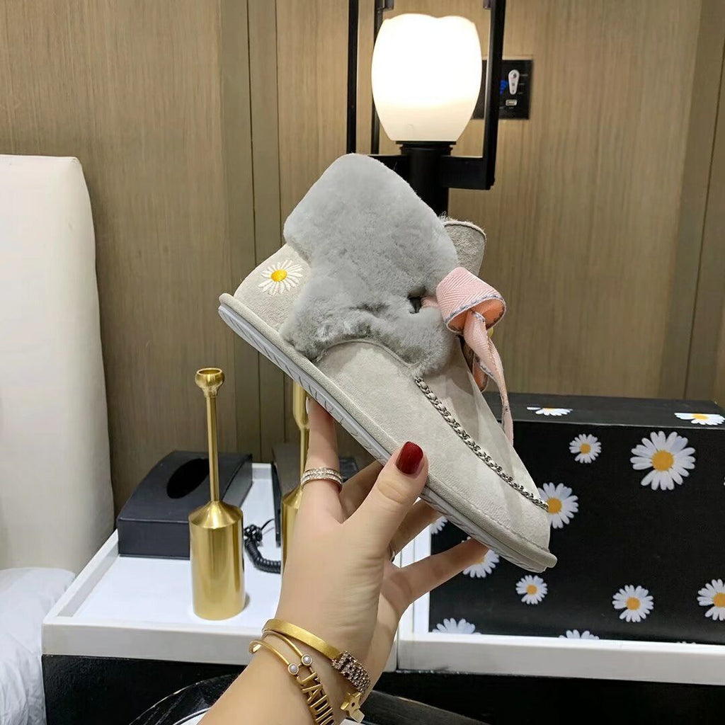 Daisy Chain & Ribbon Footwear – Gray | 7888