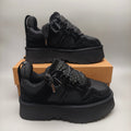 Black Chunky Platform Lace-Up Sneakers | 1541
