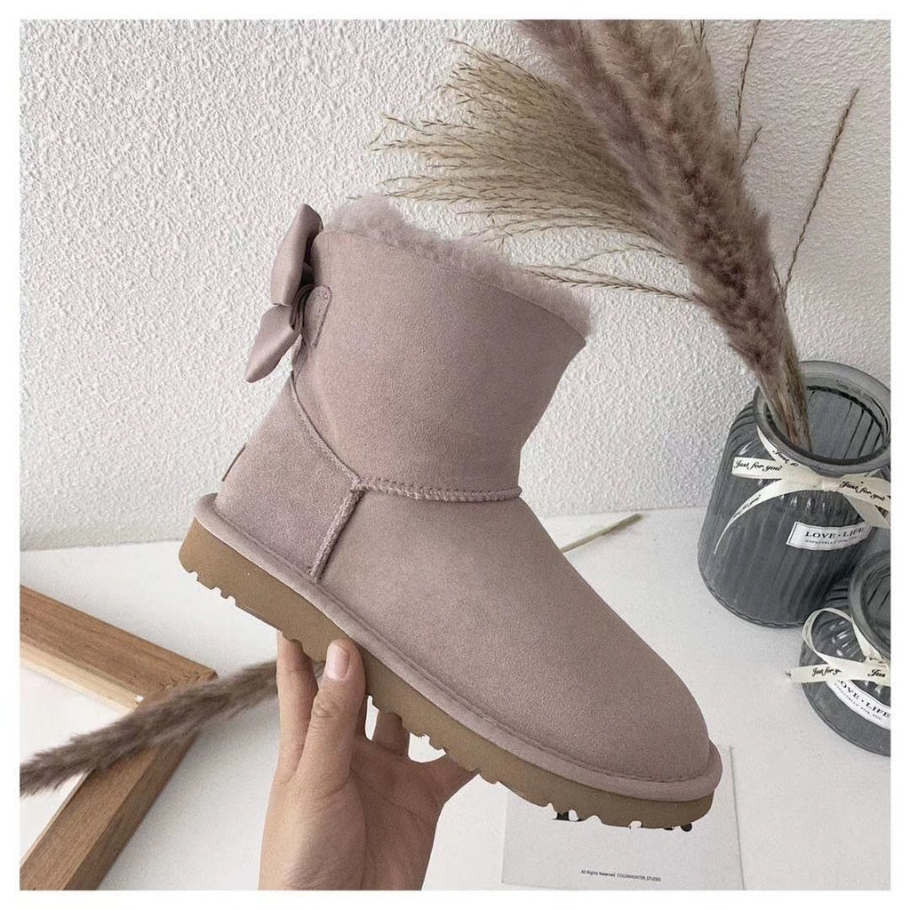 Dusk Pink Bow-Detail Ankle Boots | 3130
