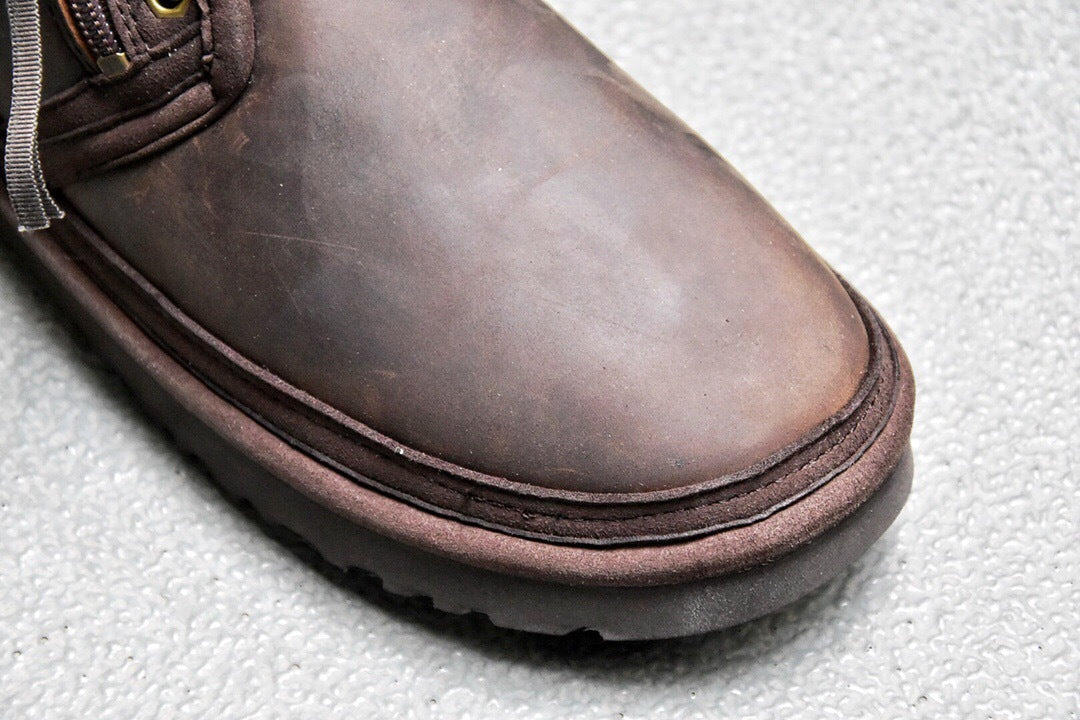 Men’s Crazy Horse Leather Zip-Up Shoes – 3883
