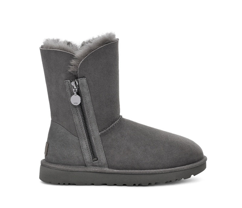 Gray Side-Zip Mid-Calf Boots | 2480