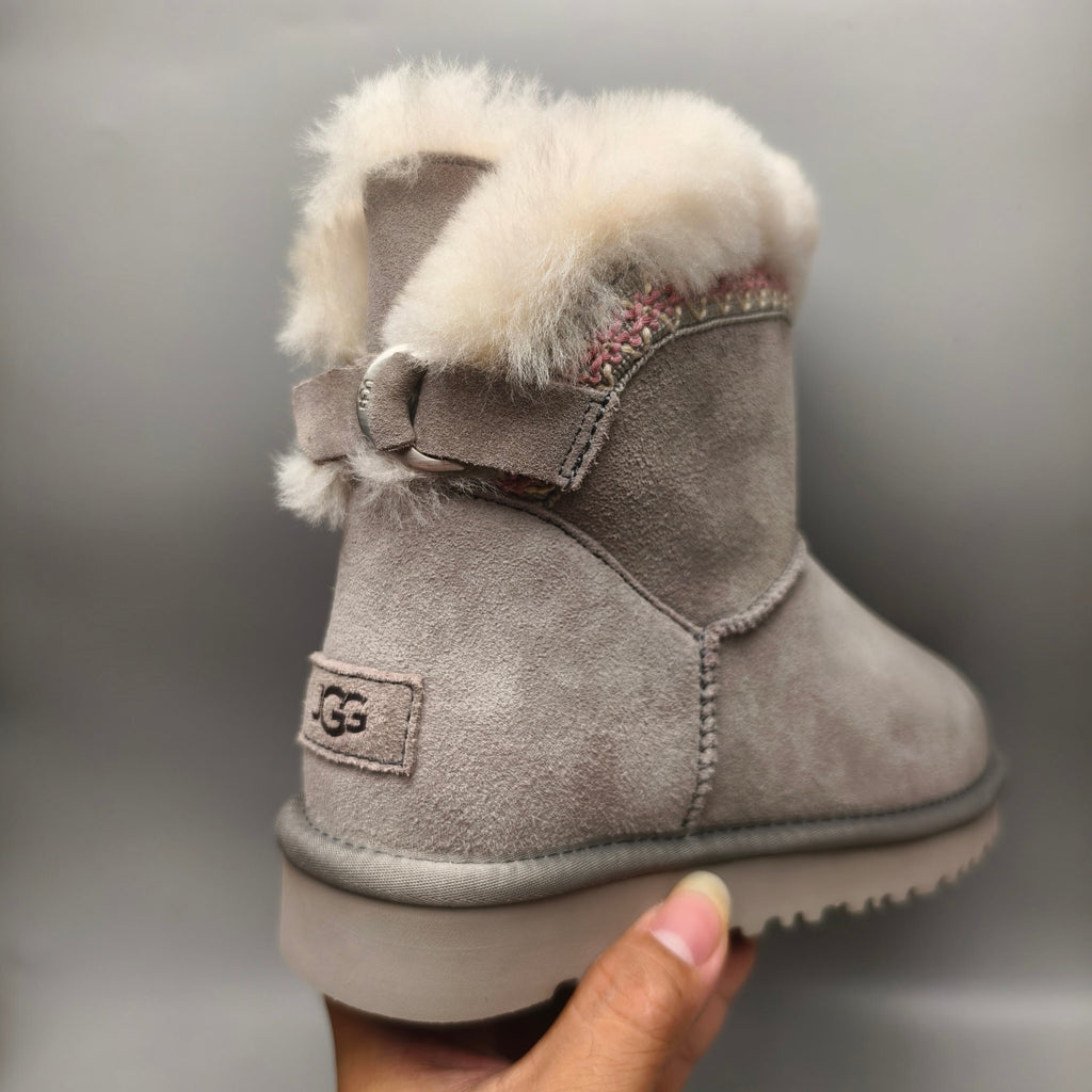 Gray Folk-Inspired Back-Strap Shoes – 4517