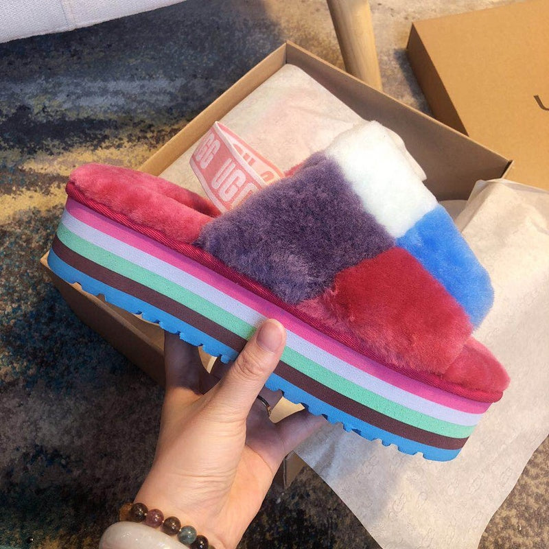 Fuchsia Colorblock Platform Sandals | 3490