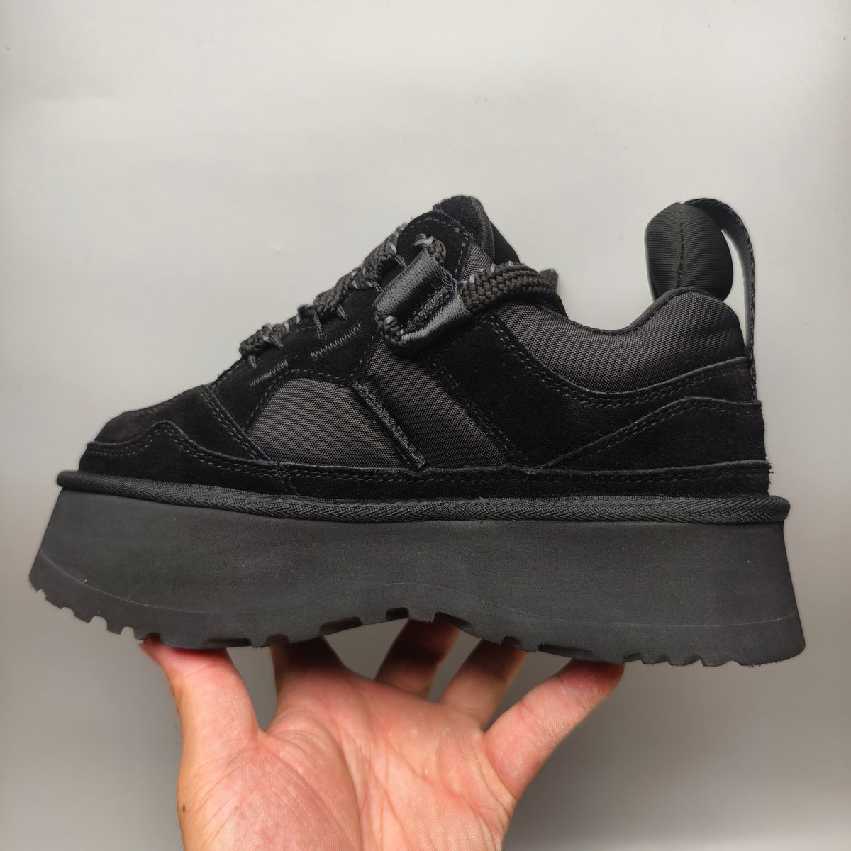 Black Chunky Platform Lace-Up Sneakers | 1541