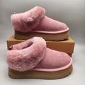 Pink Platform Slip-On Shoes with Suede-Look Finish | 1393