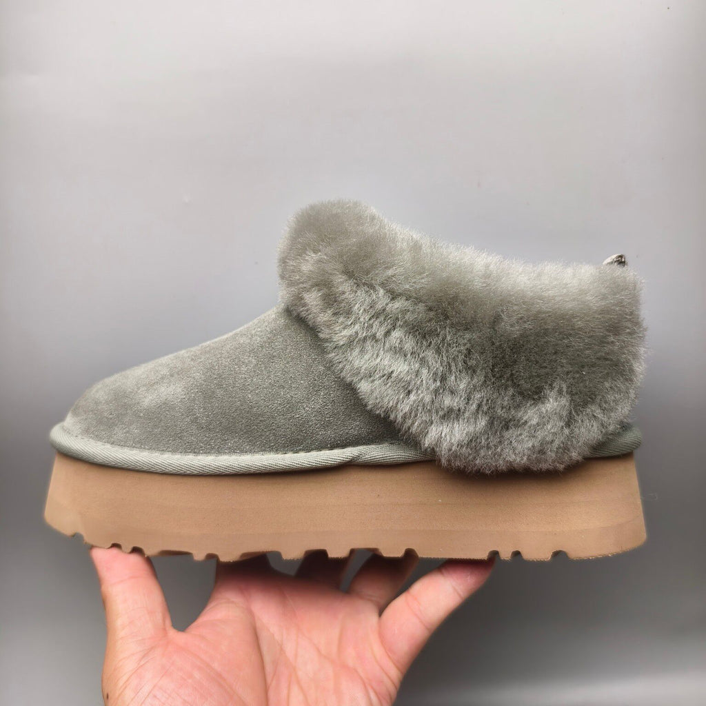 Green Platform Slip-On Shoes with Suede-Look Finish | 1393