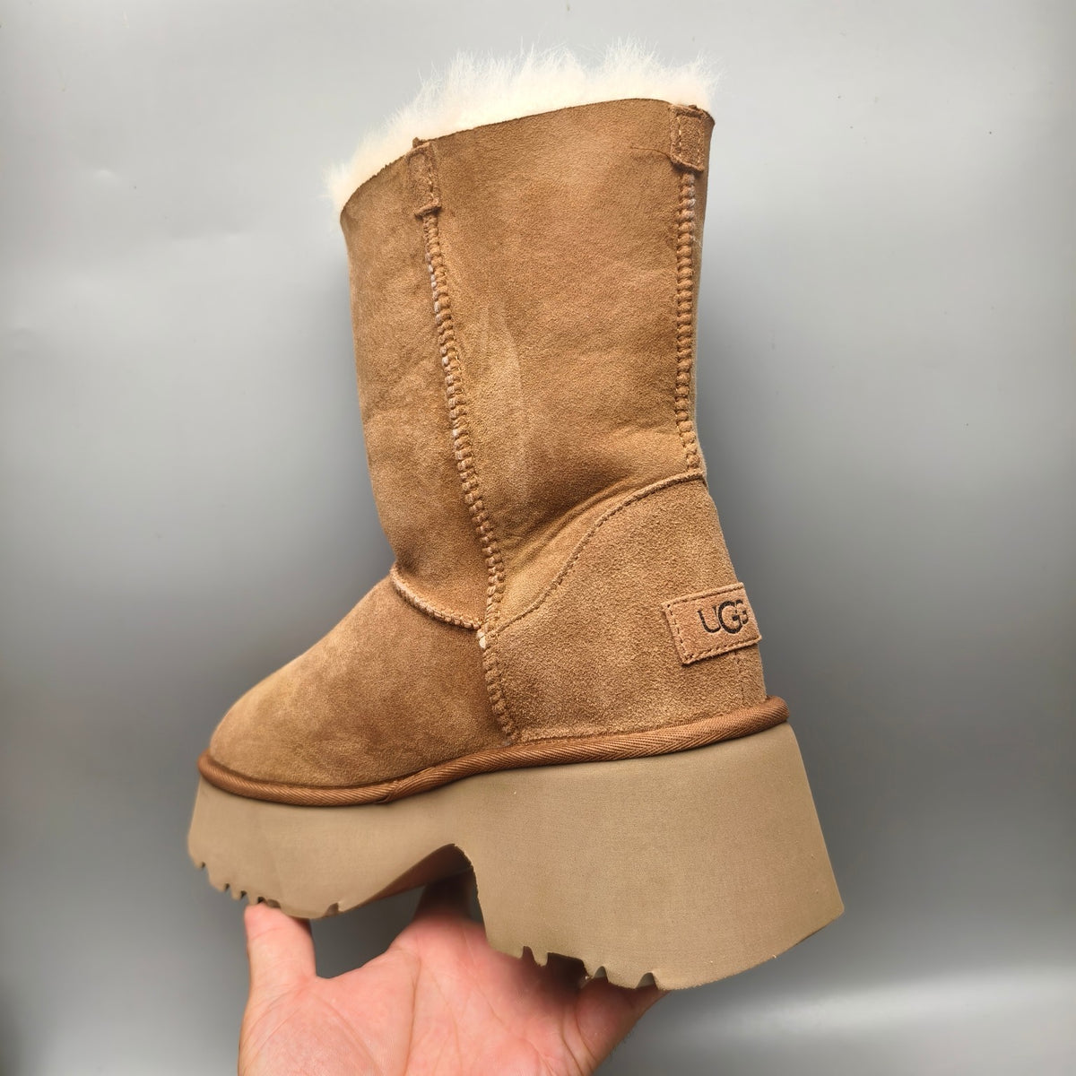 Women's Chestnut Platform Wedge Mid-Calf Boots | 1533