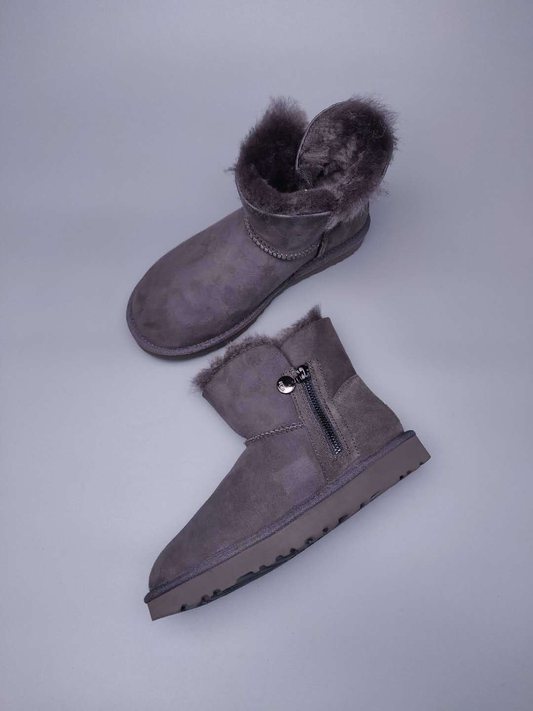 Gray Side-Zip Ankle Boots | 2481