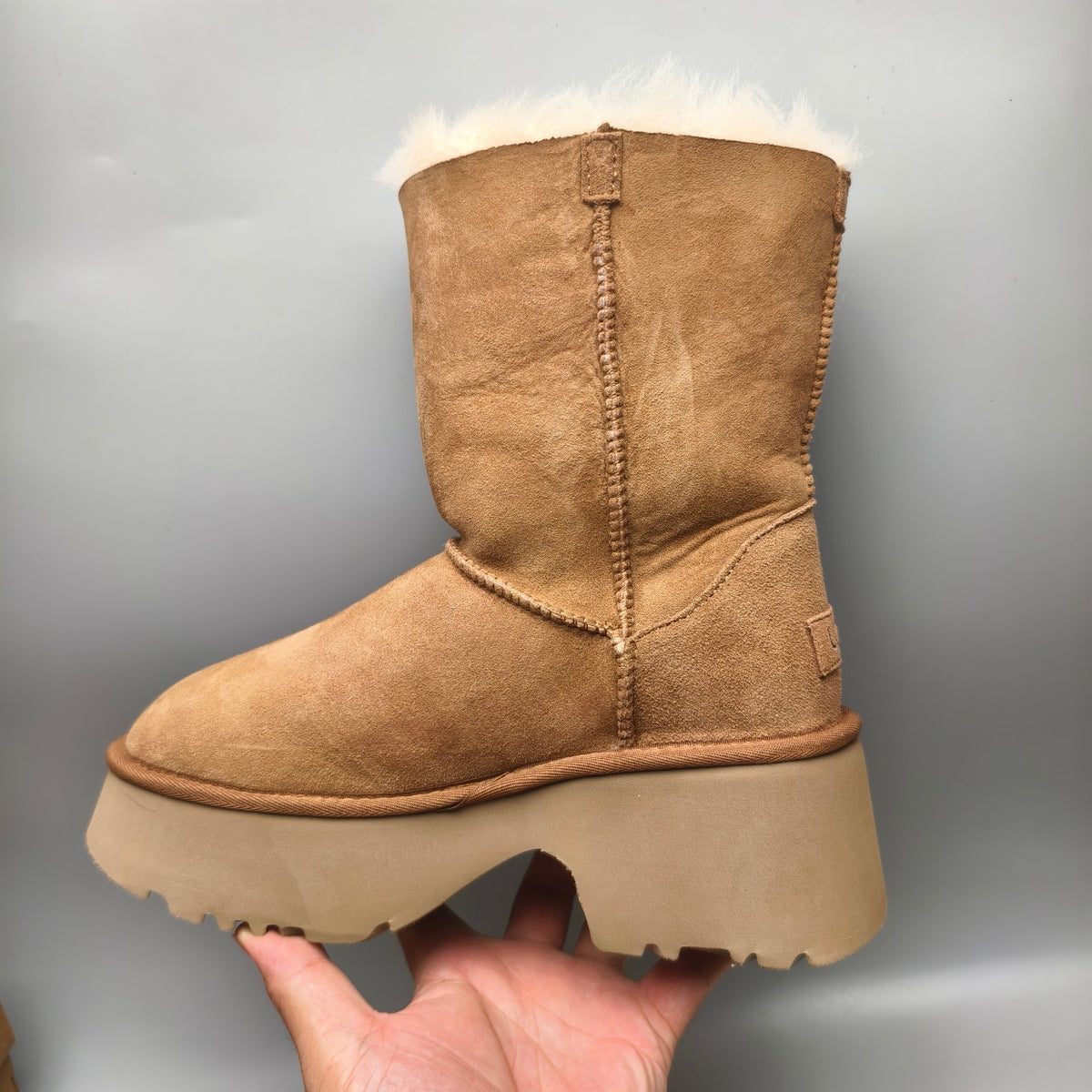 Women's Chestnut Platform Wedge Mid-Calf Boots | 1533