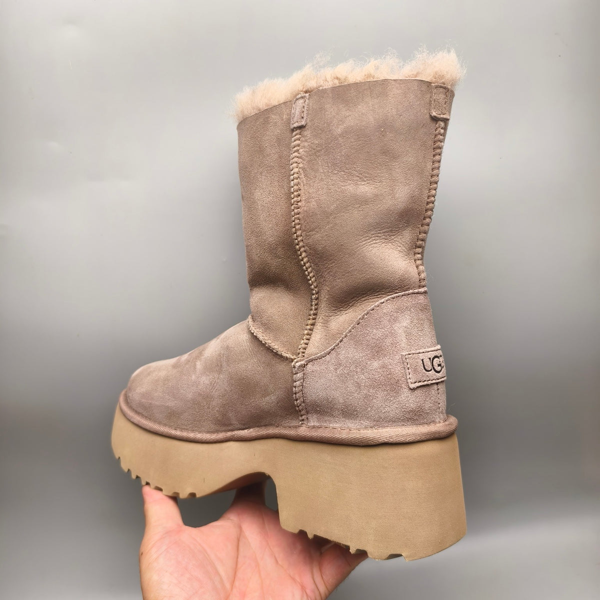 Women's Walnut Platform Wedge Mid-Calf Boots | 1533