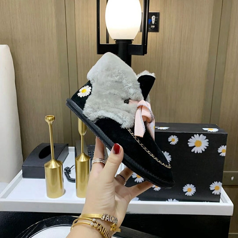 Daisy Chain & Ribbon Footwear – Black | 7888