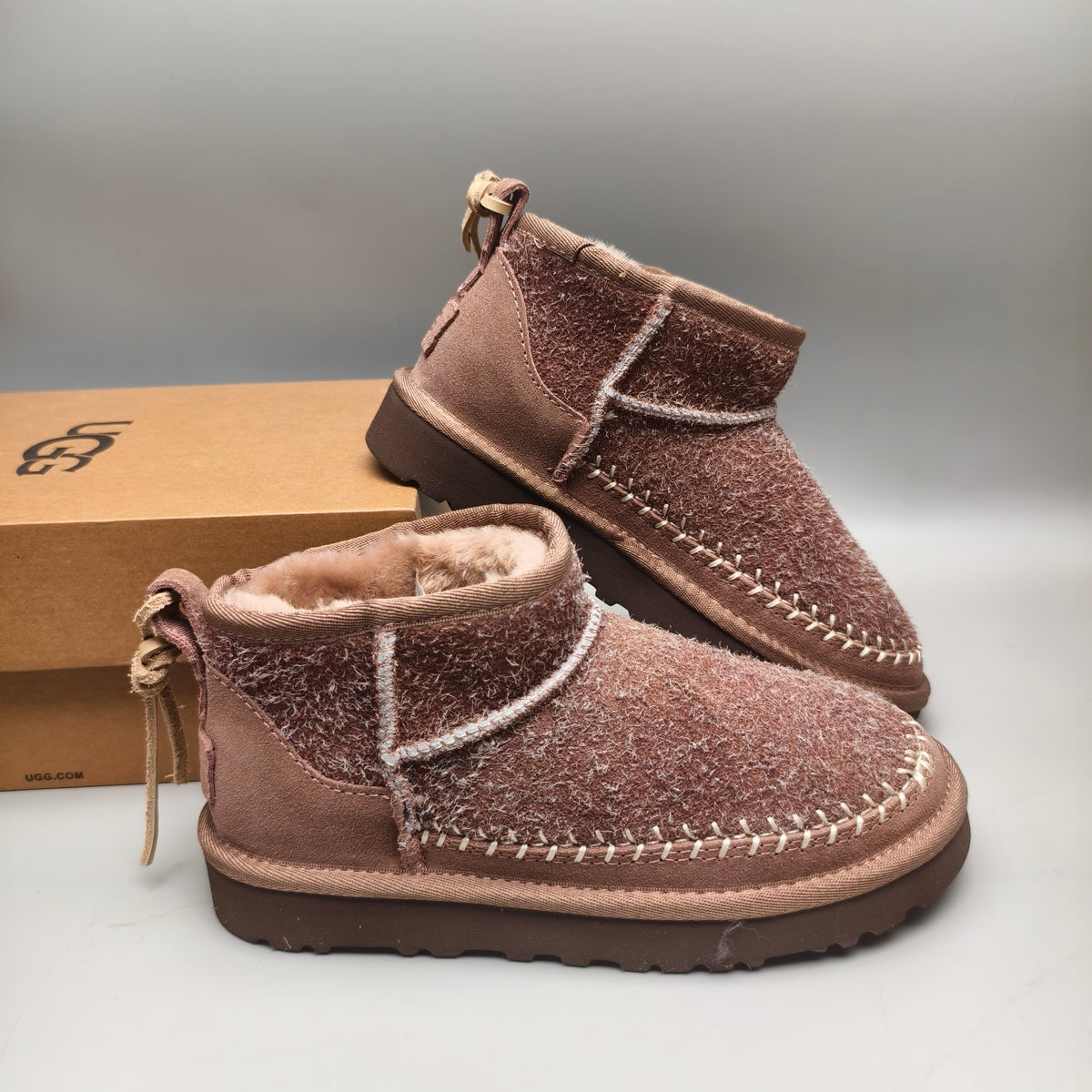 Brown Suede-Look Shoes with Back Strap | 1538