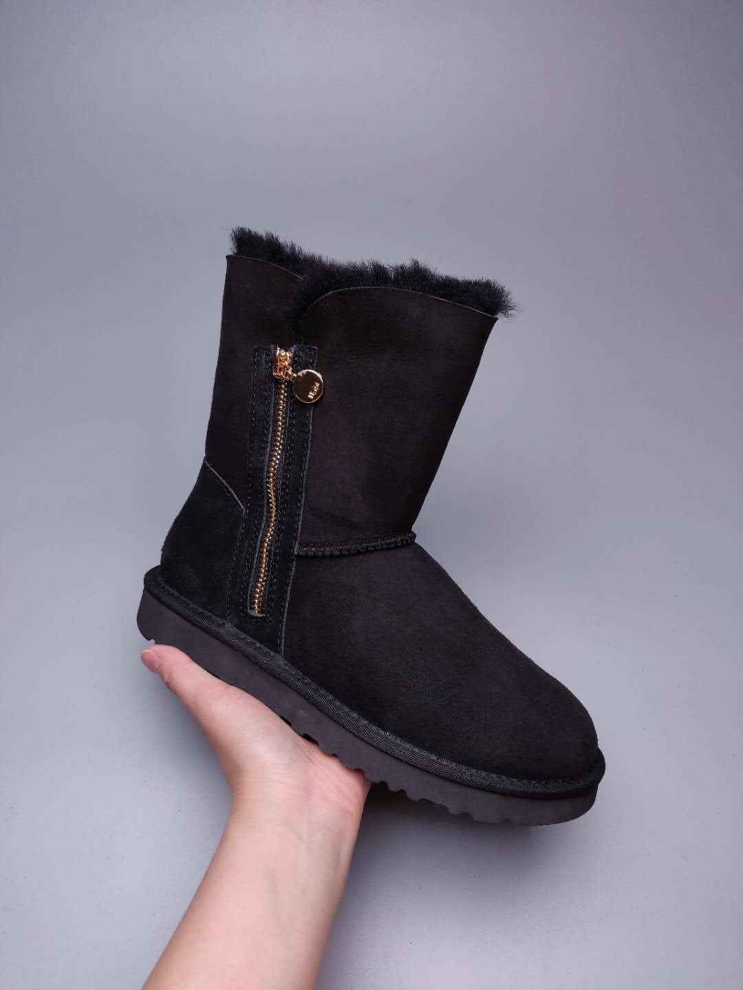 Black Side-Zip Mid-Calf Boots | 2480
