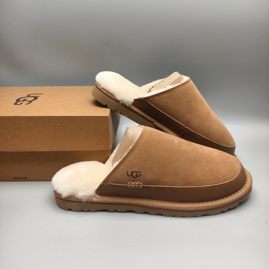 Men’s Chestnut Ultralight Fuzzy Slippers – 4585