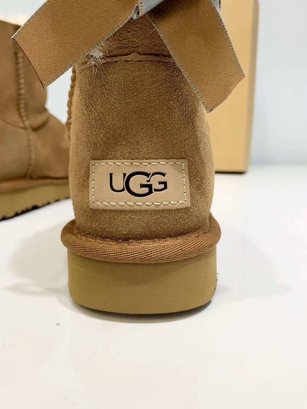 Chestnut Bow-Detail Shoes with Subtle Shimmer | 2938