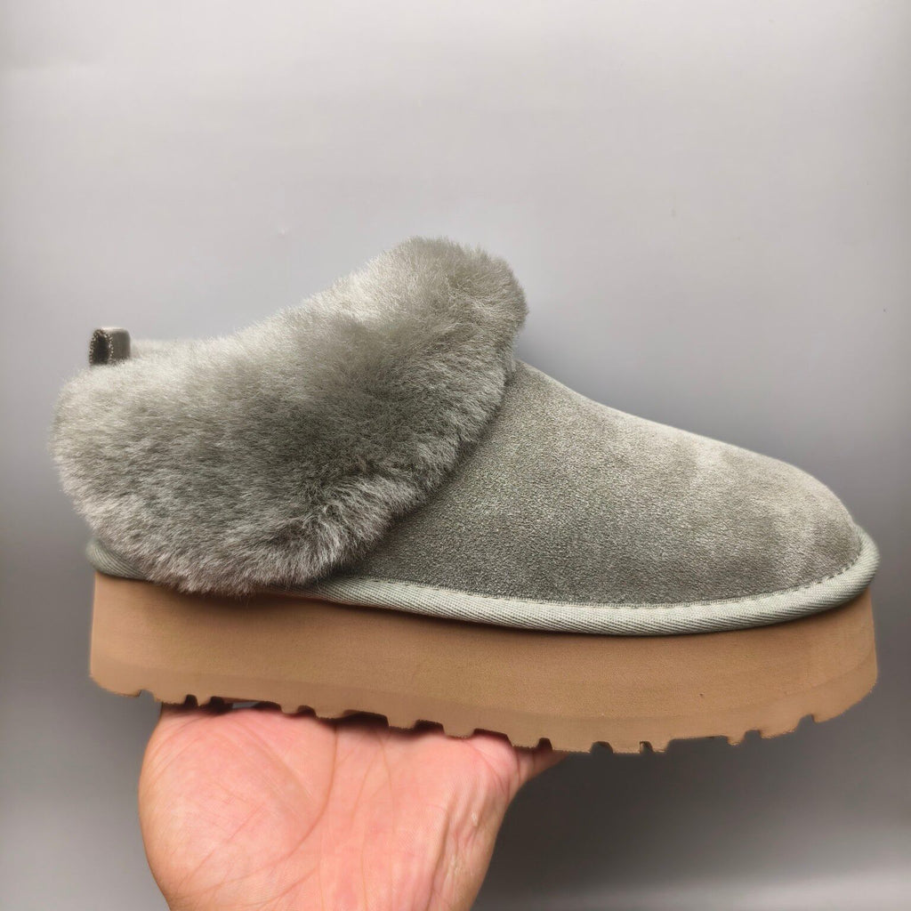 Green Platform Slip-On Shoes with Suede-Look Finish | 1393
