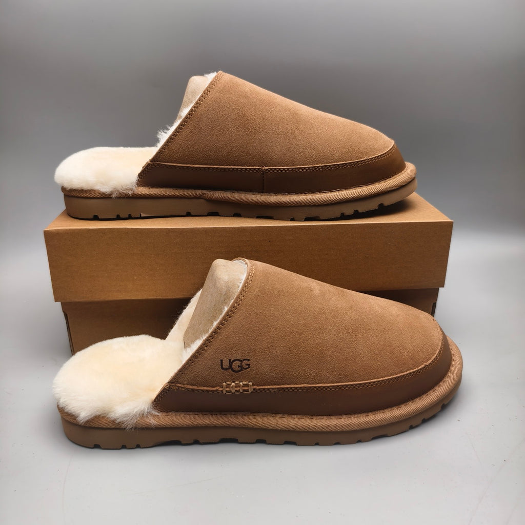 Men’s Chestnut Ultralight Fuzzy Slippers – 4585