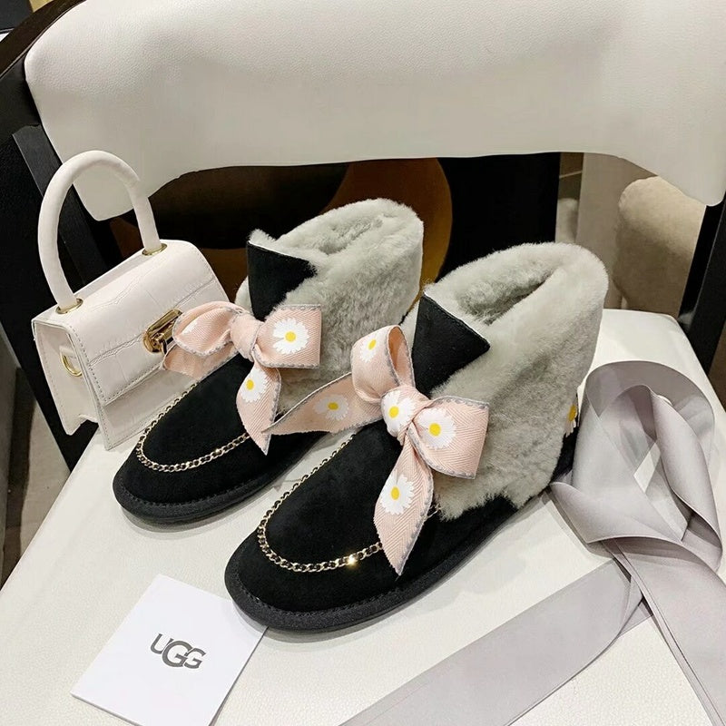 Daisy Chain & Ribbon Footwear – Black | 7888