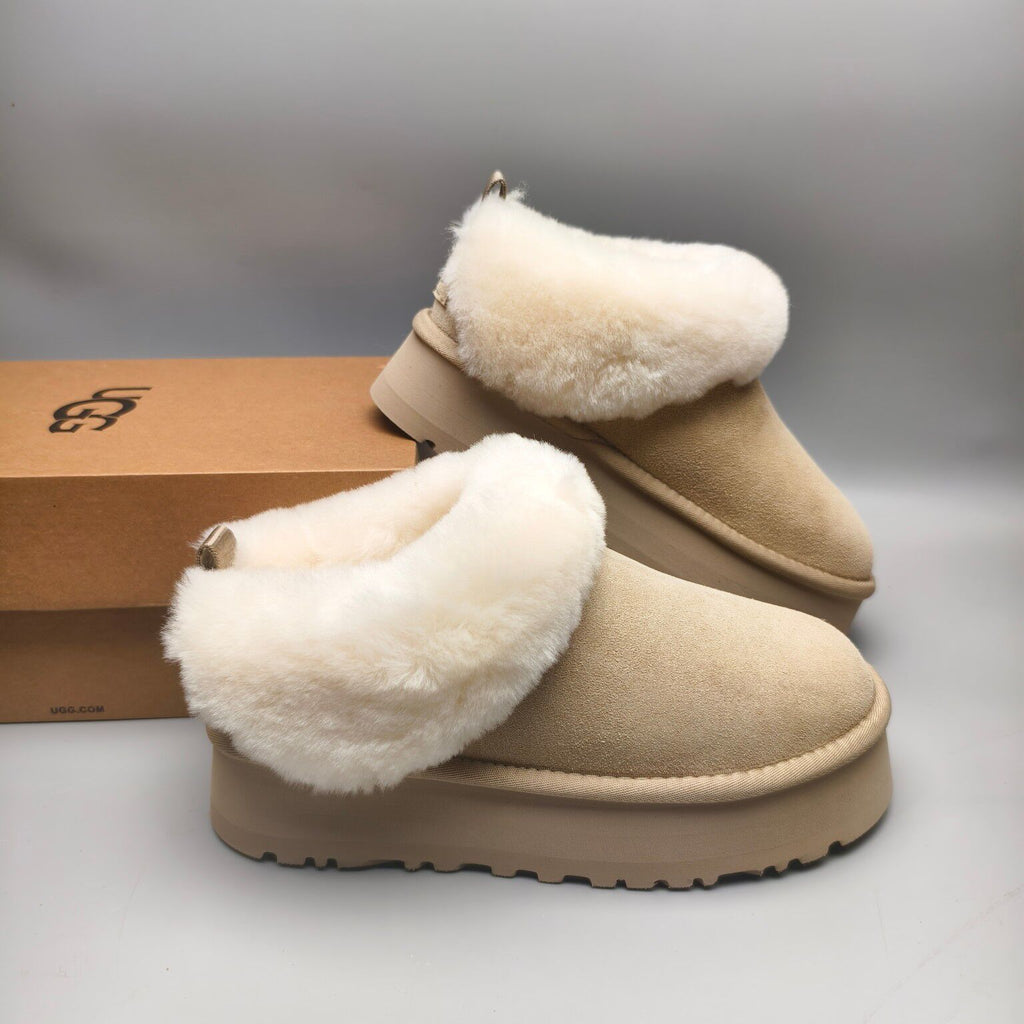 Sand Platform Slip-On Shoes with Suede-Look Finish | 1393