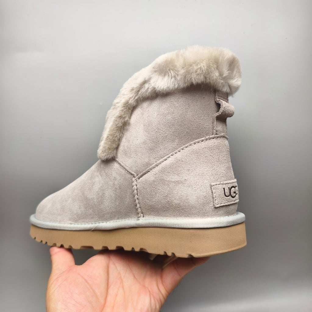 Gray Lace-Up Mid-Calf Casual Boots – 4576