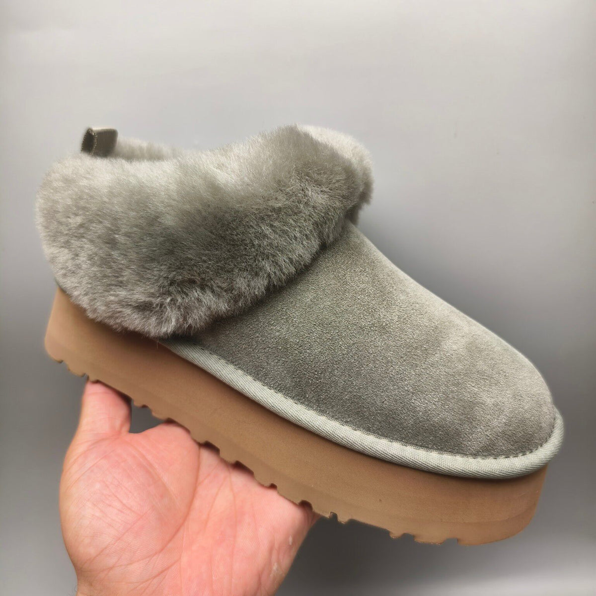 Green Platform Slip-On Shoes with Suede-Look Finish | 1393