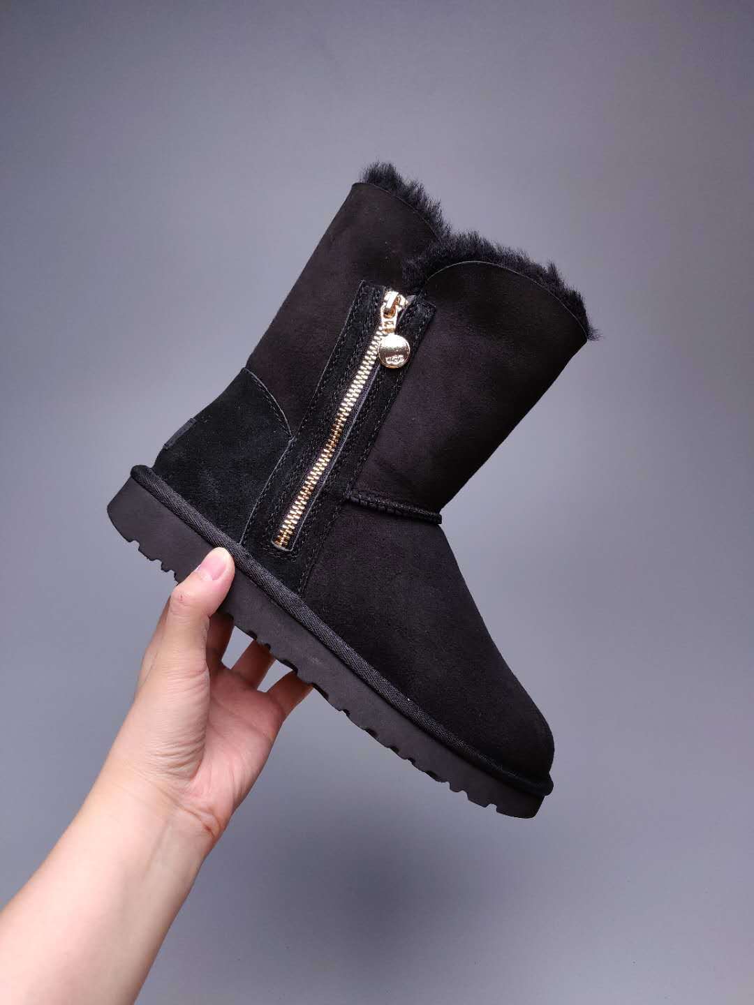 Black Side-Zip Mid-Calf Boots | 2480
