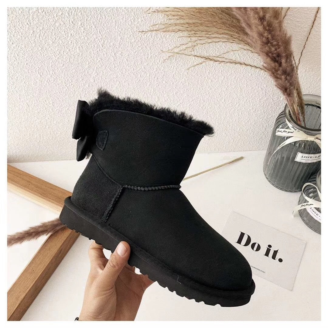 Black Bow-Detail Ankle Boots | 3130