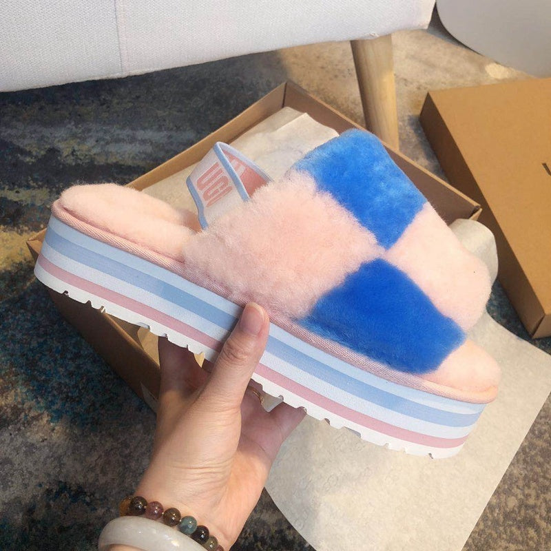 Pink Colorblock Platform Sandals | 3490