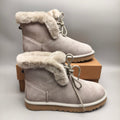 Gray Lace-Up Mid-Calf Casual Boots – 4576