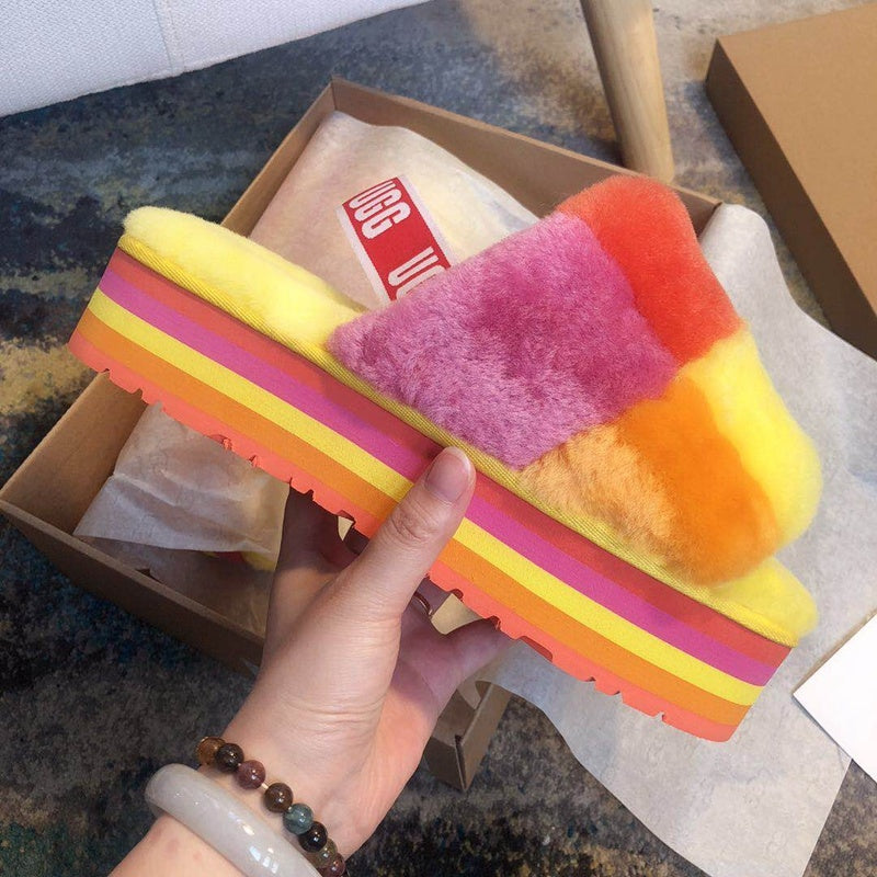 Yellow Colorblock Platform Sandals | 3490