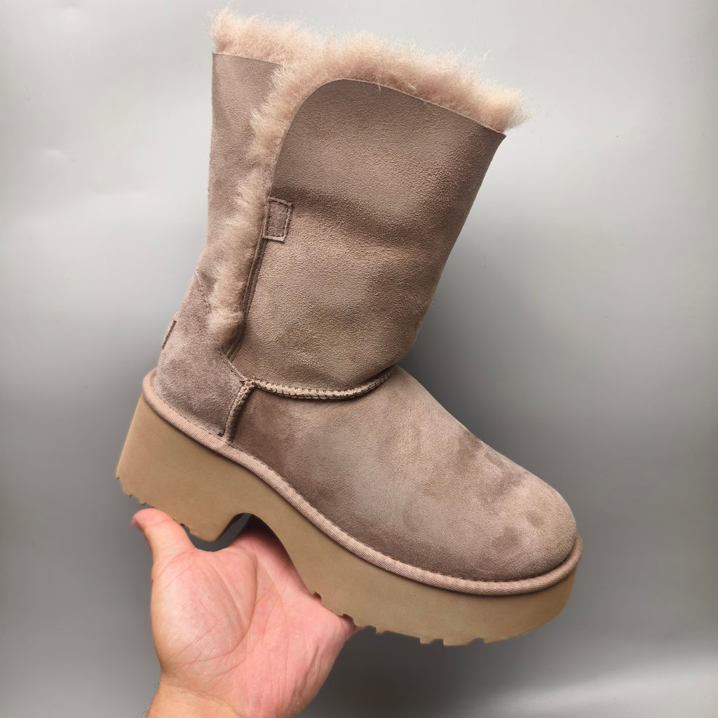 Women's Walnut Platform Wedge Mid-Calf Boots | 1533
