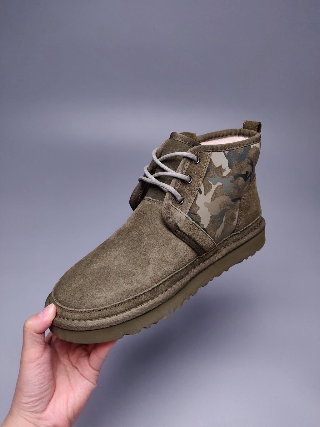 Men’s Colorblock Camo Shoes in Army Green – 4193