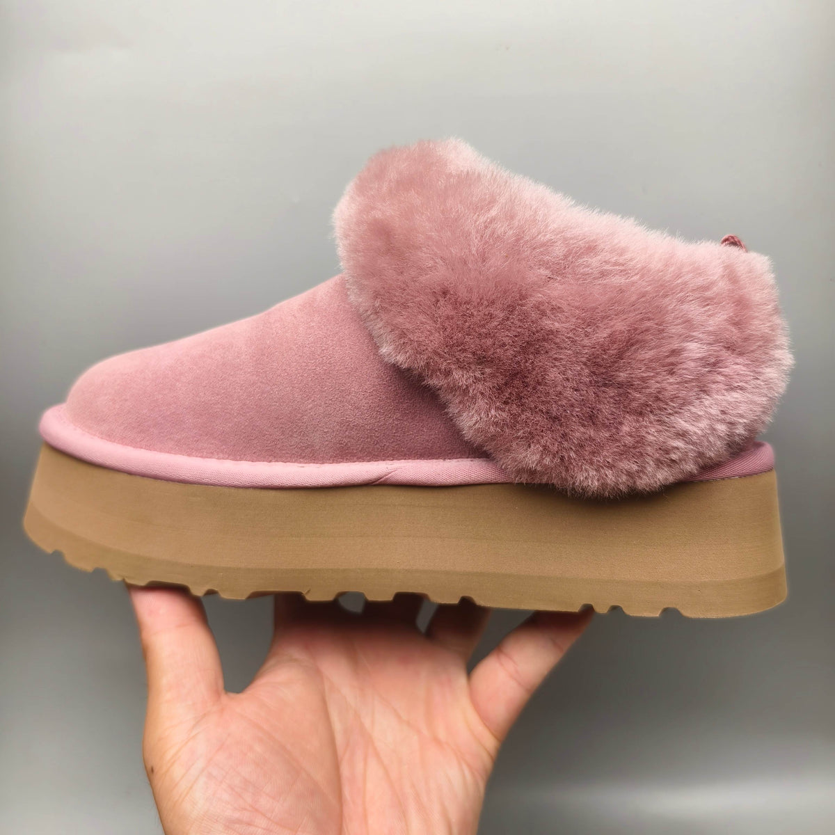 Pink Platform Slip-On Shoes with Suede-Look Finish | 1393