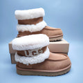 Chestnut Curly-Texture Statement Logo Mid-Top Boots – 5410