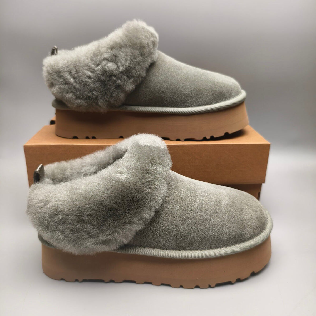 Green Platform Slip-On Shoes with Suede-Look Finish | 1393
