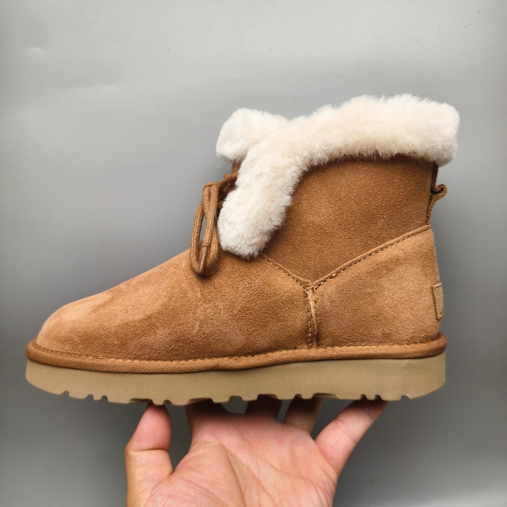 Chestnut Lace-Up Mid-Calf Casual Boots – 4576