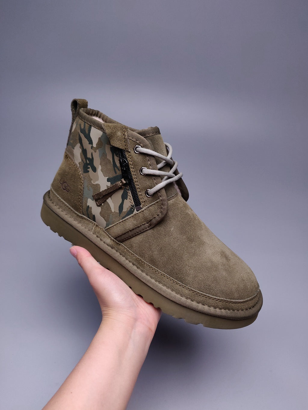 Men’s Colorblock Camo Shoes in Army Green – 4193