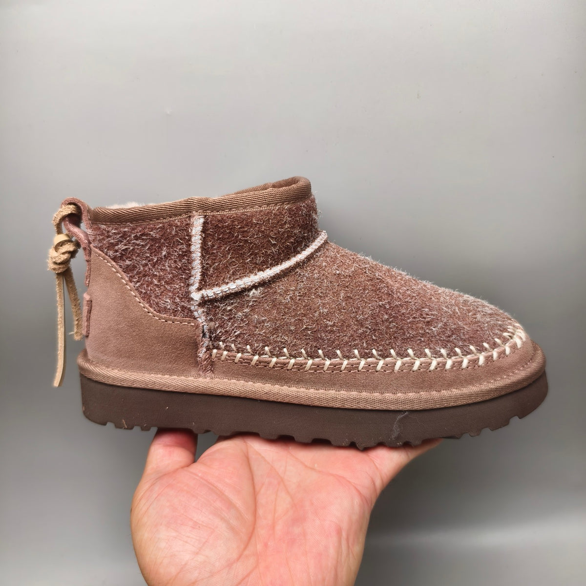 Brown Suede-Look Shoes with Back Strap | 1538