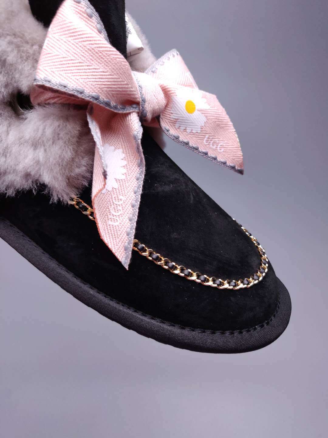 Daisy Chain & Ribbon Footwear – Black | 7888