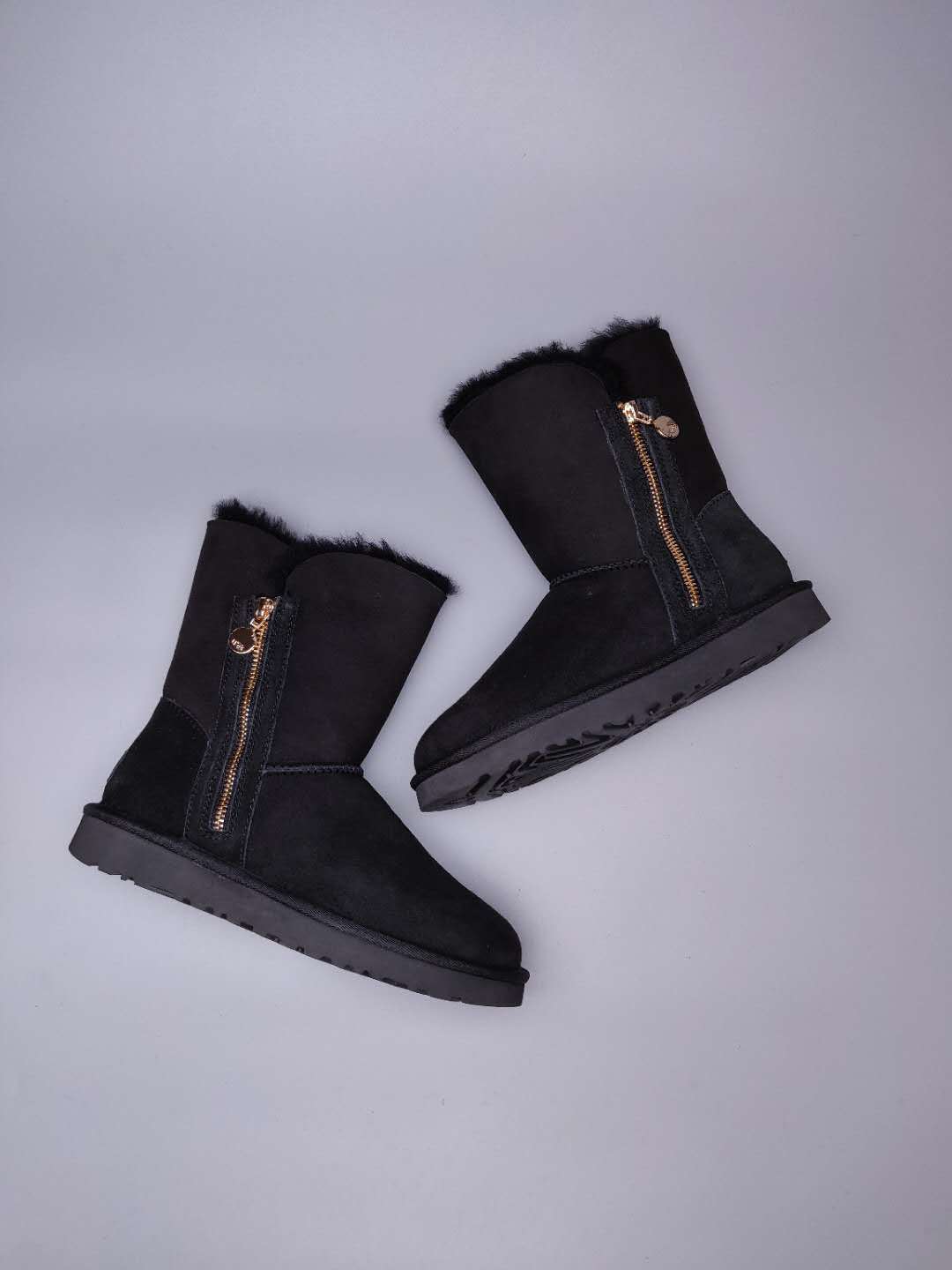 Black Side-Zip Mid-Calf Boots | 2480