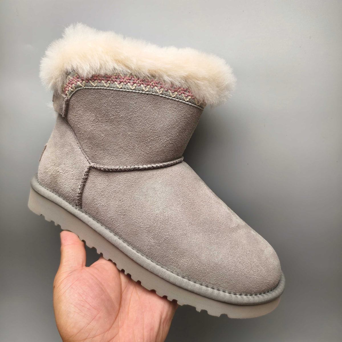 Gray Folk-Inspired Back-Strap Shoes – 4517