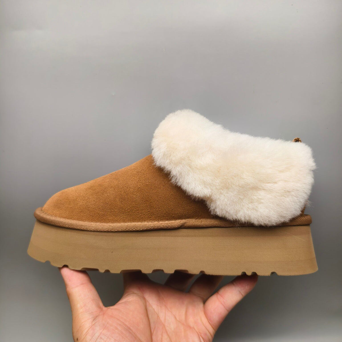 Chestnut Platform Slip-On Shoes with Suede-Look Finish | 1393