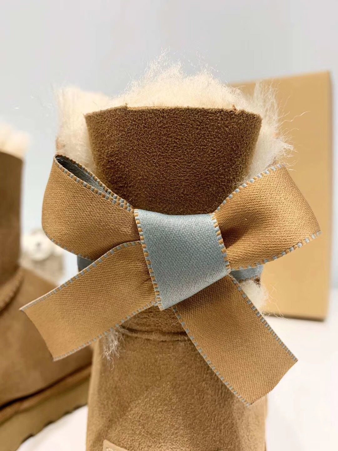 Chestnut Bow-Detail Shoes with Subtle Shimmer | 2938